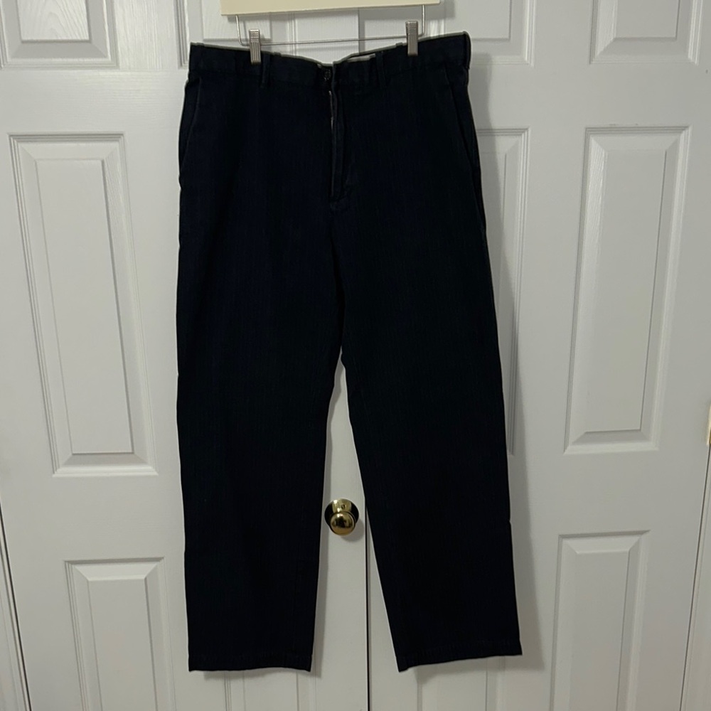 Banana Republic Men's Navy White Stripe Khaki type Relaxed Fit Pants 38x34